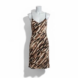 Leith Women's Brown and Black Animal Print Slip Dress, Size S
